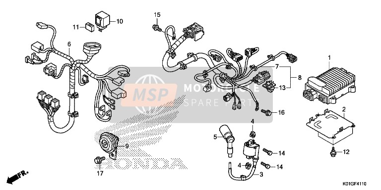 Honda SH125 2016 Sub Kabelbaum/Zündspule für ein 2016 Honda SH125